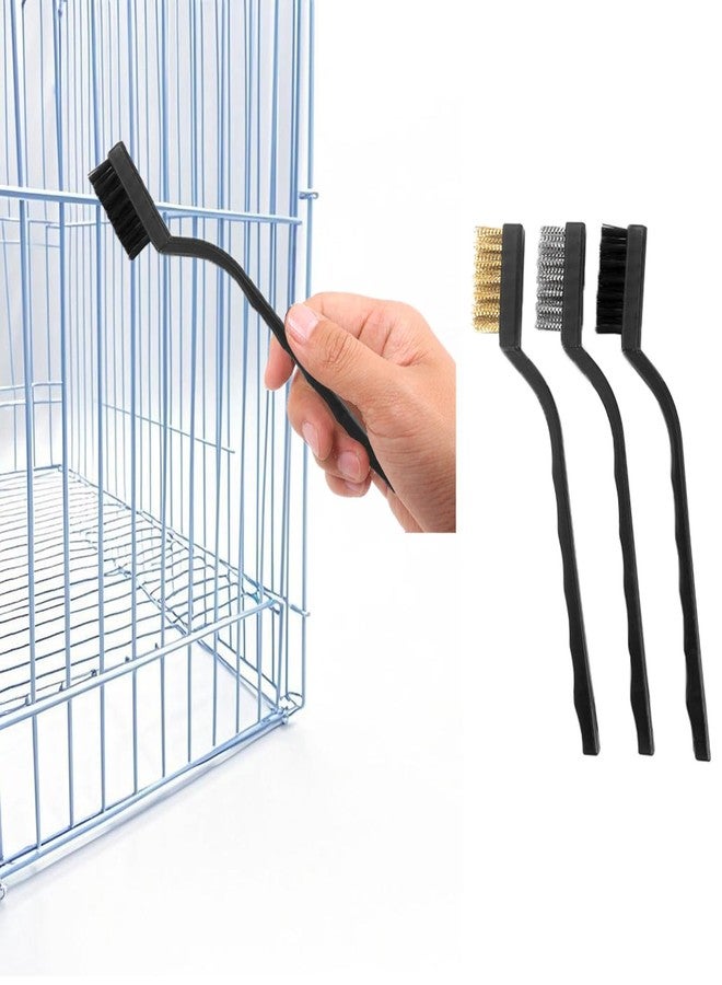 Nailuck 3PCS Bird Cage Cleaning Brush Set Copper,Nylon & StainlessSteel Brushes for ParrotCages,Kennels,Perches and More - Image 1